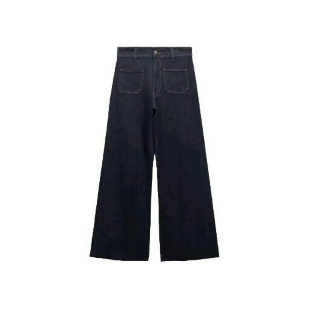 ZARA The Marine Straight High Waist Flared Ankle Jeans Blue  Size 4 2553 284 14"